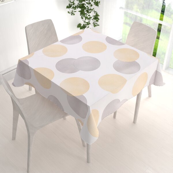 Biante Zamatový štvorcový obrus Tamara TMR-023 Žlté a sivé designové kruhy na smotanovom 40x40 cm