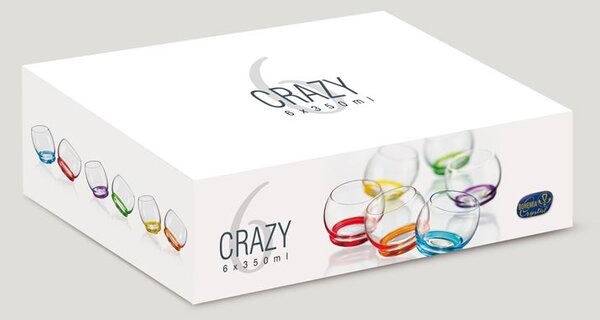 Crystalex Farebné tancujúce poháre Crazy 390 ml 6 ks