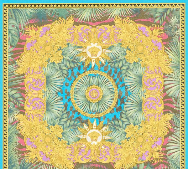 A.S. Création | Vliesová tapeta na stenu VERSACE 38703-1 | 0,70 x 10,05 m | zelená, modrá, zlatá