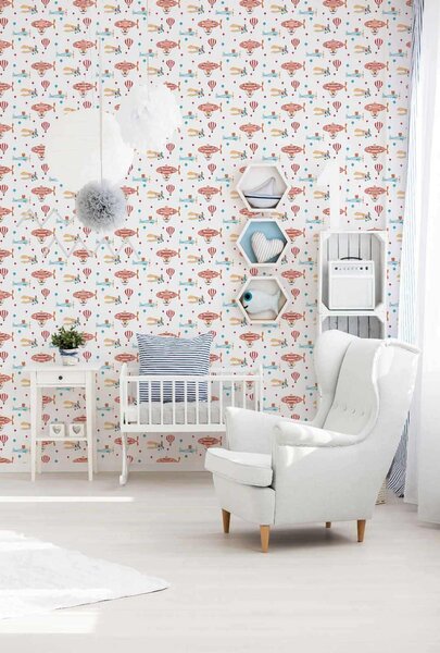 A.S. Création | Vliesová tapeta na stenu Little Love 38126-1 | 0,53 x 10,05 m | modrá, červená, biela