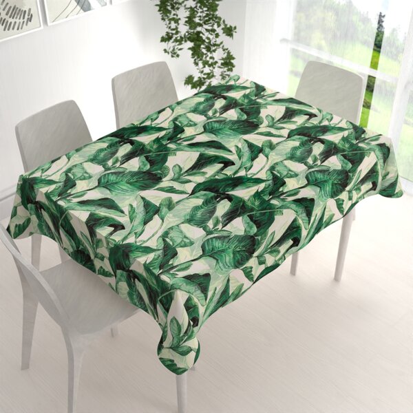 Biante Zamatový obdĺžnikový obrus Tamara TMR-028 Veľké zelené listy 50x100 cm