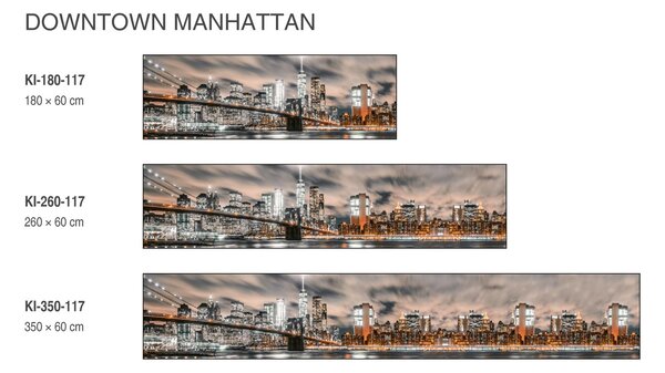 DIMEX | Fototapeta do kuchyne Manhattan v noci KI-180-117 | 180 x 60 cm | čierna, oranžová, šedá