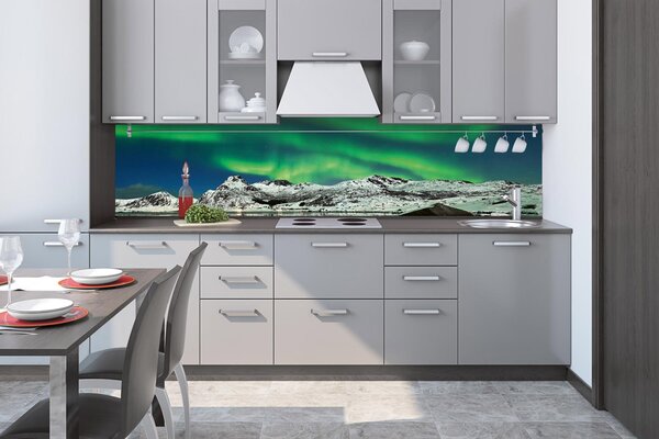 DIMEX | Fototapeta do kuchyne Zornička KI-260-139 | 260 x 60 cm | zelená, modrá, biela, čierna