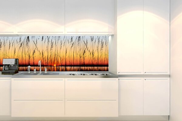 DIMEX | Fototapeta do kuchyne Západ slnka KI-180-129 | 180 x 60 cm | červená, žltá, oranžová