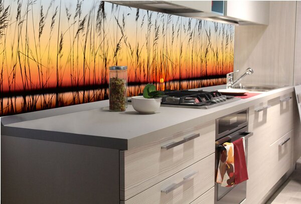 DIMEX | Fototapeta do kuchyne Západ slnka KI-180-129 | 180 x 60 cm | červená, žltá, oranžová