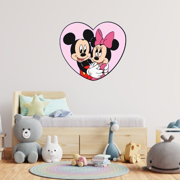 Samolepka na stenu "Mickey a Minnie v srdiečku"