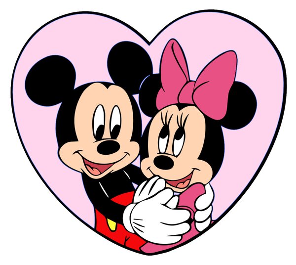 Samolepka na stenu "Mickey a Minnie v srdiečku"