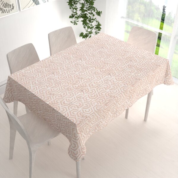Biante Zamatový obdĺžnikový obrus Tamara TMR-029 Ružovobéžové hexagony s čiernym žíhaním 50x100 cm