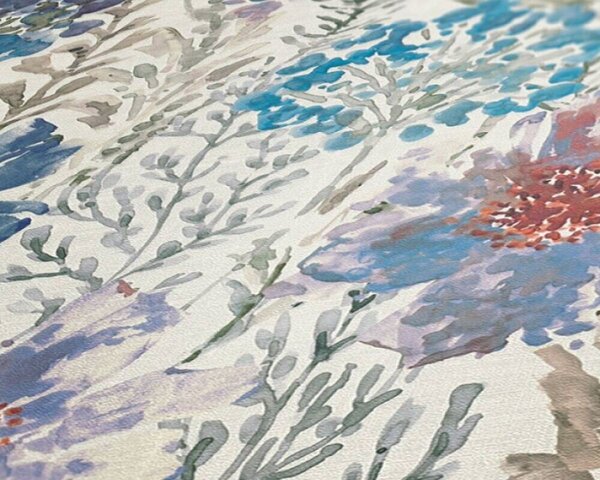 A.S. Création | Vliesová tapeta na stenu Aquarell Dreams 39695-3 | 0,53 x 10,05 m | krémová, šedá, modrá, fialová, hnedá