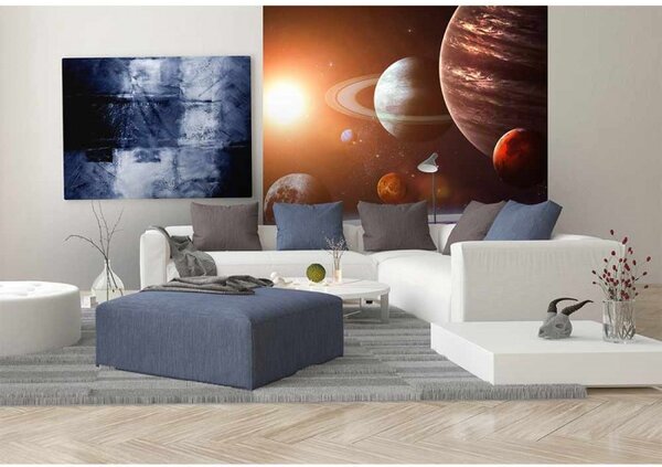 DIMEX | Vliesová fototapeta na stenu Slnečná sústava MS-3-0188 | 225 x 250 cm | fialová, hnedá, oranžová