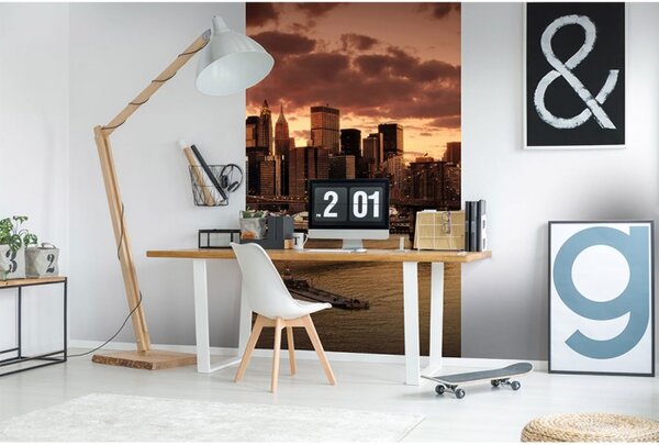 DIMEX | Vliesové fototapety na stenu New York MS-2-0002 | 150 x 250 cm | oranžová, hnedá