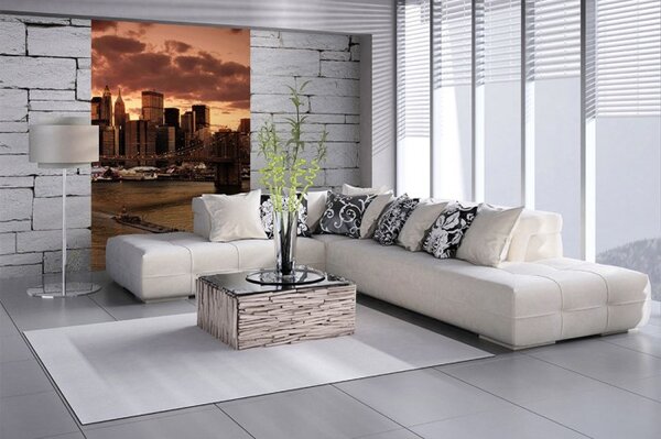 DIMEX | Vliesové fototapety na stenu New York MS-2-0002 | 150 x 250 cm | oranžová, hnedá