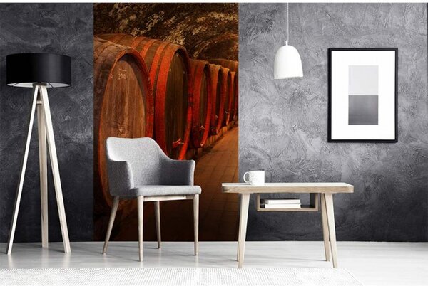 DIMEX | Vliesové fototapety na stenu Sudy s vínom MS-2-0247 | 150 x 250 cm | hnedá, červená