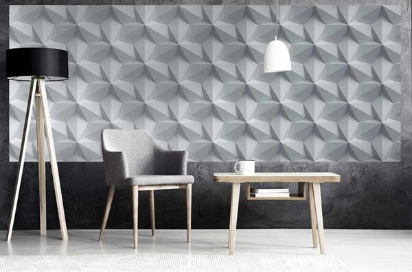 DIMEX | Panoramatická vliesová fototapeta na stenu 3D moderný ornament MP-2-0300 | 375 x 150 cm | čierna, šedá