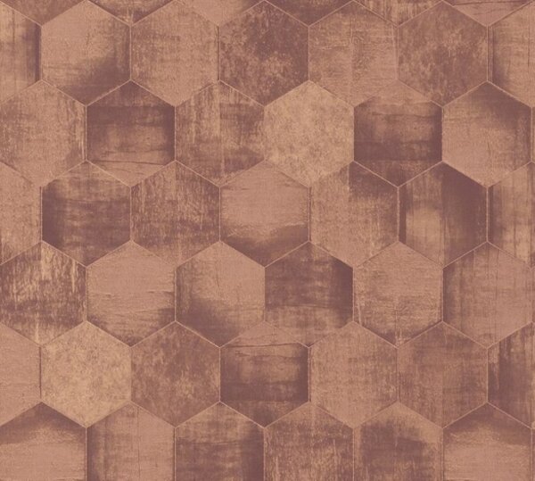 A.S. Création | Vliesová tapeta na stenu Materials 36330-5 | 0,53 x 10,05 m | hnedá, metalická, medená