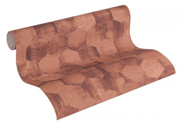 A.S. Création | Vliesová tapeta na stenu Materials 36330-5 | 0,53 x 10,05 m | hnedá, metalická, medená