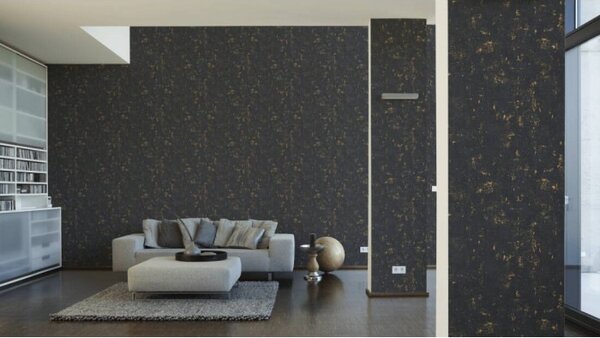A.S. Création | Vliesová tapeta na stenu Blooming 2307-82 | 0,53 x 10,05 m | čierna, zlatá
