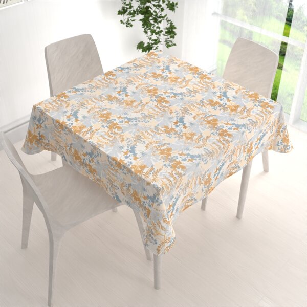 Biante Zamatový štvorcový obrus Tamara TMR-043 Hnedo-modré designové rastliny 40x40 cm
