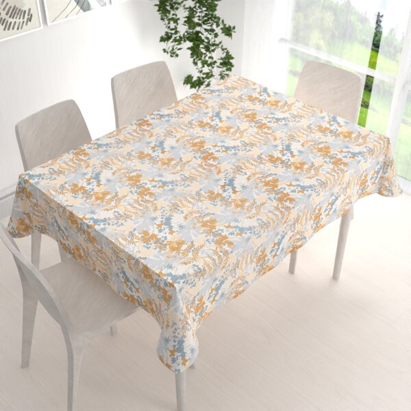 Biante Zamatový obdĺžnikový obrus Tamara TMR-043 Hnedo-modré designové rastliny 50x100 cm