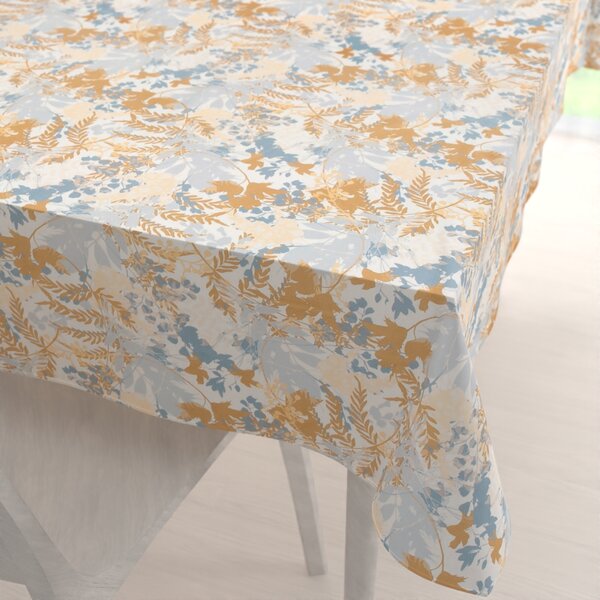 Biante Zamatový obdĺžnikový obrus Tamara TMR-043 Hnedo-modré designové rastliny 50x100 cm