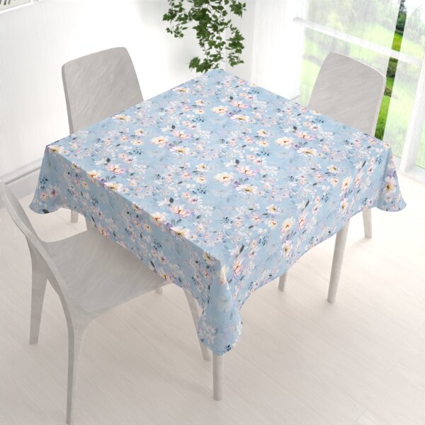 Biante Zamatový štvorcový obrus Tamara TMR-044 Jarné kvety na nebesky modrom 50x50 cm