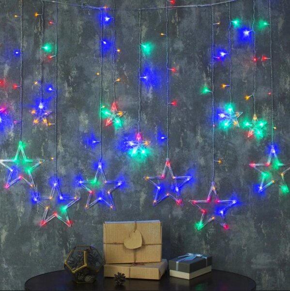 LED záves GL2005 farebné hviezdy, s diaľkovým ovládaním