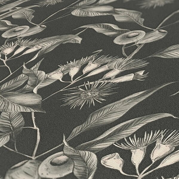 A.S. Création | Vliesová tapeta na stenu Drawn into Nature 39430-2 | 0,53 x 10,05 m | čierna, šedá, biela