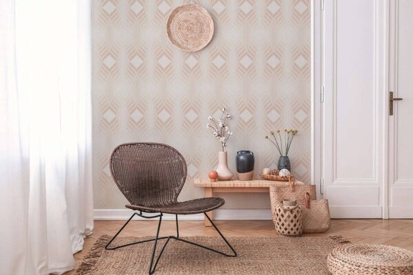 A.S. Création | Vliesová tapeta na stenu Retro Chic 39532-4 | 0,53 x 8,5 m | krémová, béžová