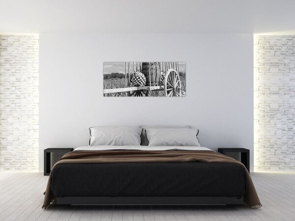 Obraz - Prívesný vozík, čiernobiela (120x50 cm)