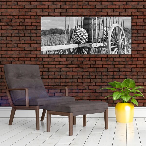 Obraz - Prívesný vozík, čiernobiela (120x50 cm)