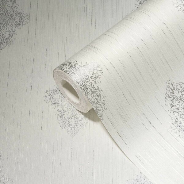 A.S. Création | Vliesová tapeta na stenu Luxury Wallpaper 31946-1 | 0,53 x 10,05 m | biela, metalická