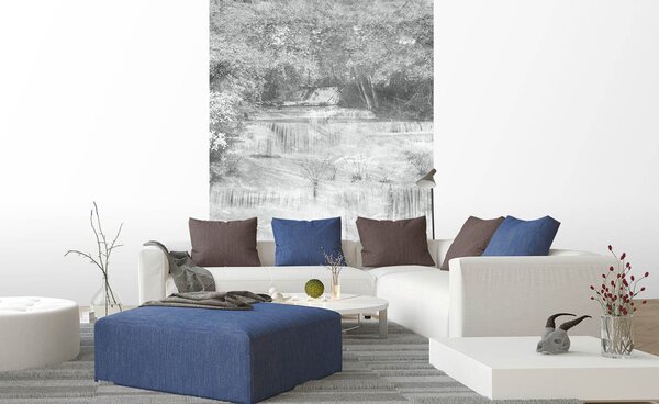 DIMEX | Vliesové fototapety na stenu Abstrakt vodopád I. MS-2-0387 | 150 x 250 cm | šedá, biela, čierna