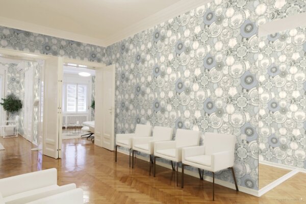 A.S. Création | Vliesová tapeta na stenu Versace 34901-3 | 0,70 x 10,05 m | biela, metalická, šedá