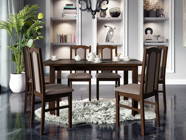 Mirjan24 Rozkladací stôl so 6 stoličkami AL06, Morenie: Orech - L, Poťahové látky: Hygge D20 5903211267000