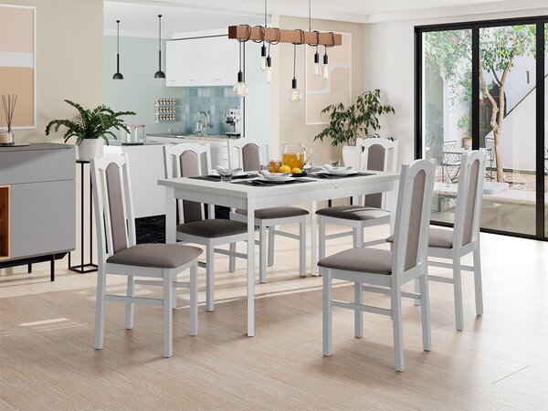 Rozkladací stôl so 6 stoličkami AL08, Morenie: biela - L, Poťahové látky: Hygge D20 Mirjan24 5903211267109