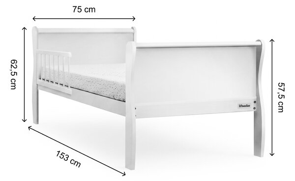 Detská drevená posteľ so zábranou Noble Toddler Bed 70x140 - biela