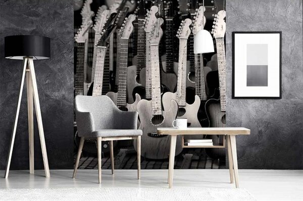 DIMEX | Vliesová fototapeta na stenu Gitarová kolekcia MS-3-0303 | 225 x 250 cm | čiernobiela