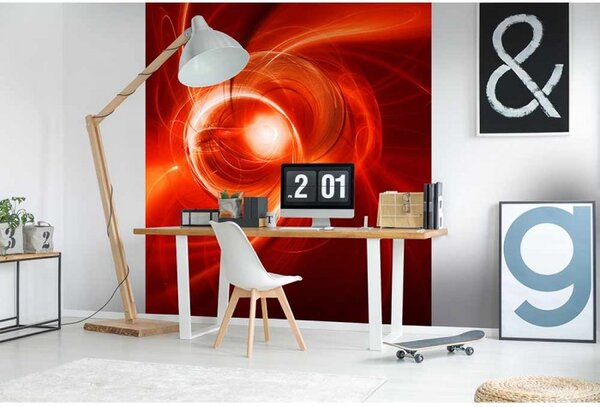 DIMEX | Vliesová fototapeta na stenu Červený abstrakt MS-3-0287 | 225 x 250 cm | červená, oranžová