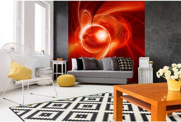DIMEX | Vliesová fototapeta na stenu Červený abstrakt MS-3-0287 | 225 x 250 cm | červená, oranžová