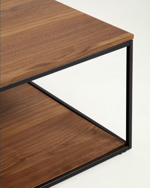 Hnedý konferenčný stolík s doskou v dekore orechového dreva 80x80 cm Yona - Kave Home