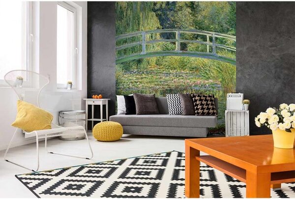 DIMEX | Vliesová fototapeta na stenu Rybník s leknami od Claude Oskara Moneta MS-3-0255 | 225 x 250 cm | zelená, šedá
