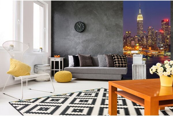 DIMEX | Vliesové fototapety na stenu Manhattan v noci MS-2-0003 | 150 x 250 cm | modrá, žltá, červená