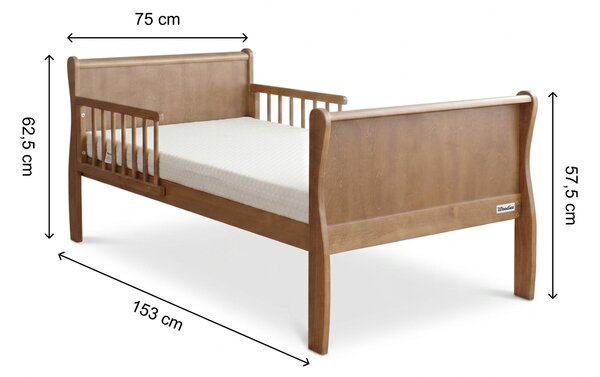 Detská drevená posteľ so zábranou Noble Toddler Bed 70x140 - orech