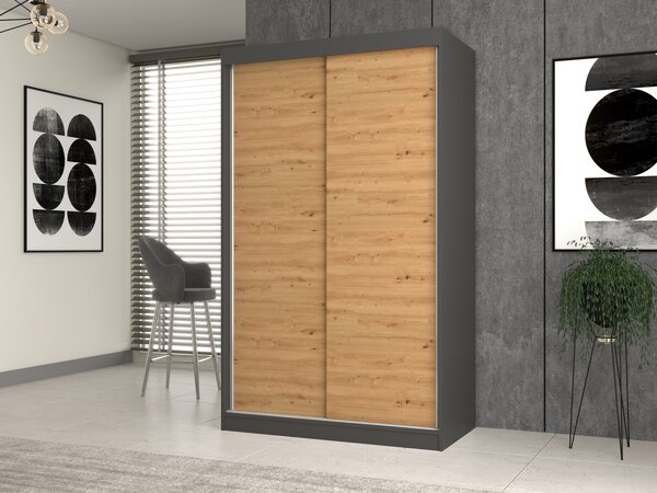 TP Living Šatníková skriňa IGA II 120 cm antracit/dub artisan