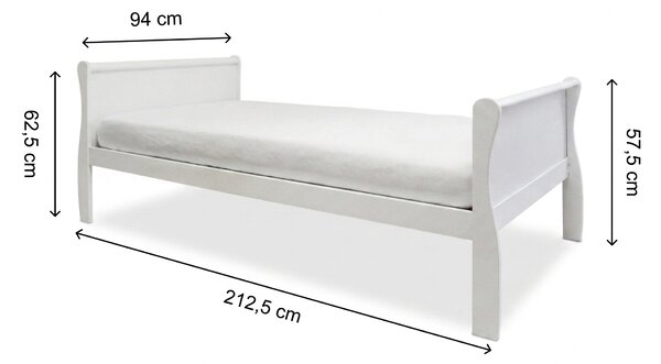 Jednolôžková drevená posteľ Noble Adult Bed 90x200 - biela