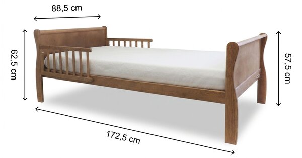 Detská drevená posteľ so zábranou Noble Junior Bed 80x160 - orech