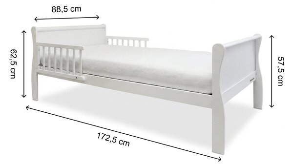 Detská drevená posteľ so zábranou Noble Junior Bed 80x160 - biela