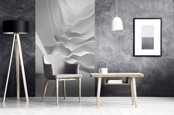 DIMEX | Vliesové fototapety na stenu 3D Futuristická vlna MS-2-0295 | 150 x 250 cm | biela, šedá