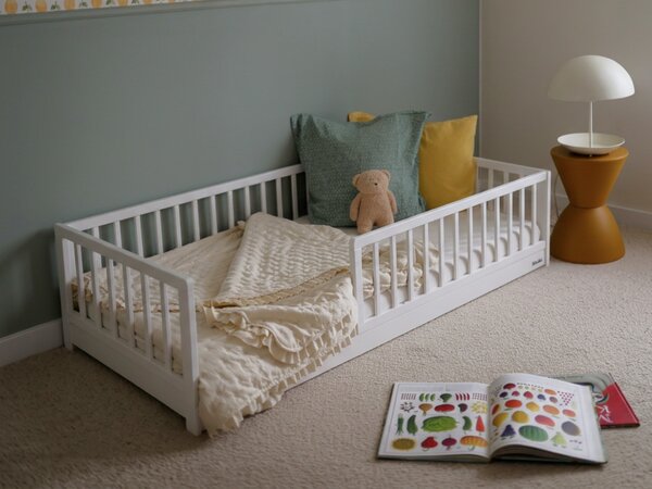 Detská drevená montessori posteľ Monty Bed 80x160 - biela