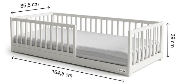 Detská drevená montessori posteľ Monty Bed 80x160 - biela